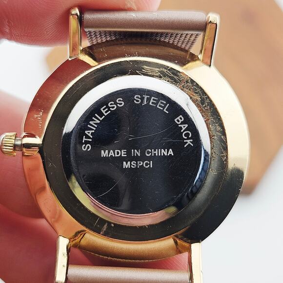 Gold Tone Minimalist Watch Neutrals Beige Taupe Contemporary Simple Old Money - Picture 7 of 7